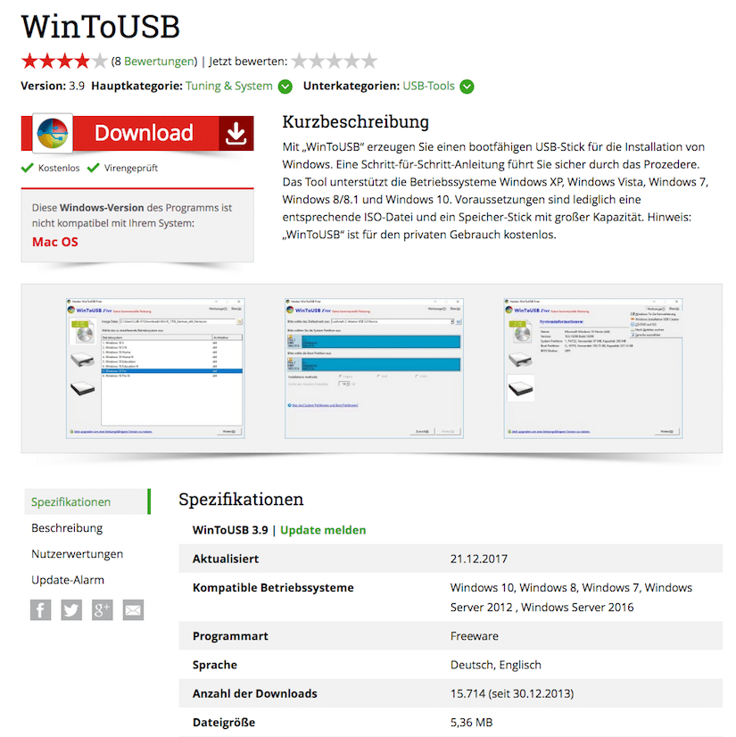Datenblatt zum Download von WinToUSB