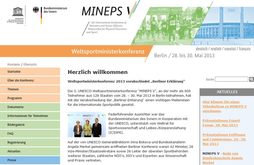 Die Berliner Erklärung zur Weltsportministerkonferenz MINEPS V