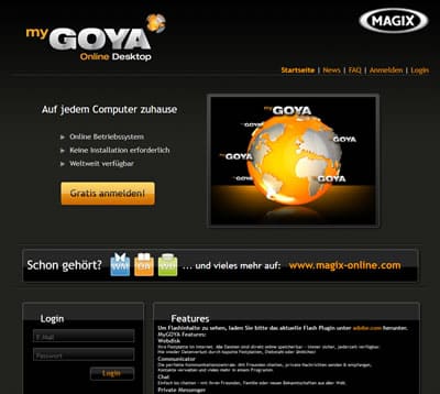 myGoya Online-Desktop Webseite